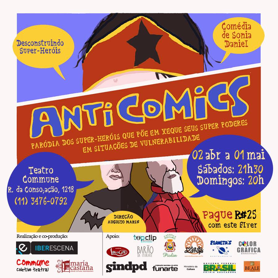 FLYER - ANTI COMICS - PARODIA DOS SUPER HEROIS - COMMUNE - ABRIL