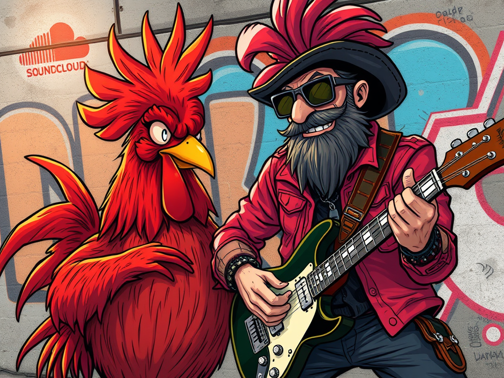 Mussa, nosso galo infernal, arrumou um roqueiro de&nbsp;tutor